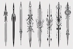 2 parallel spears tattoo idea