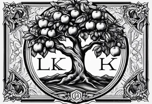 Apple tree  with LK initials tattoo idea