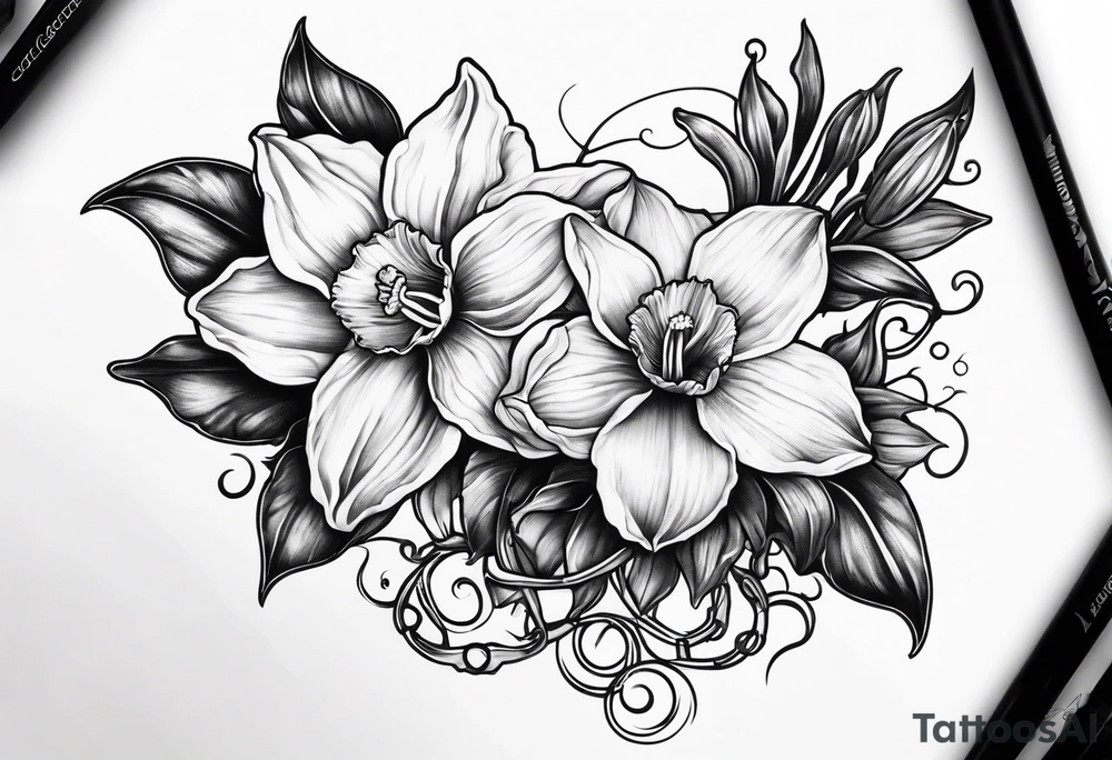 Daffodil birth flower chain tattoo idea
