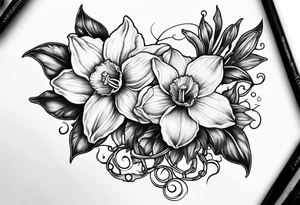 Daffodil birth flower chain tattoo idea