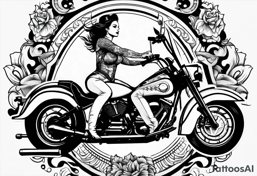 Woman riding a bullet tattoo idea