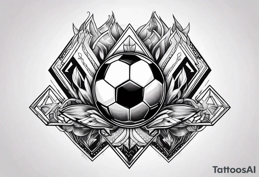 Arrow squid holding a soccer ball tattoo idea