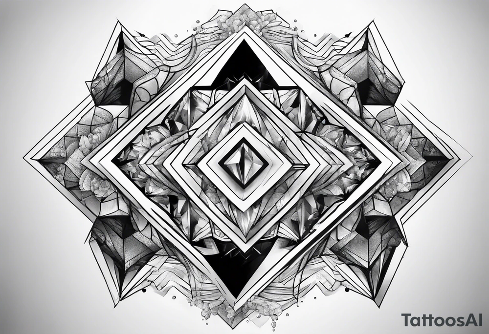 Hexagon linked crystal wave tattoo idea
