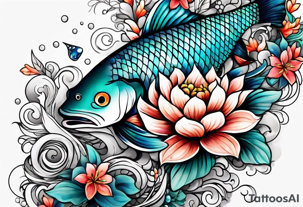sea, night, flower, fish, republica dominicana tattoo idea