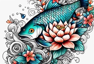 sea, night, flower, fish, republica dominicana tattoo idea