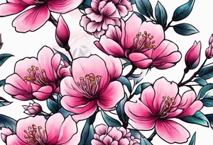 pink silktree blossoms floating tattoo idea