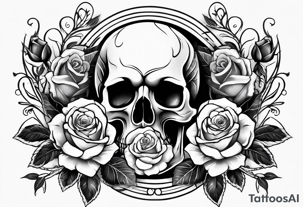 skull and roses tattoo idea