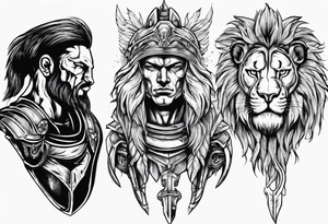 Spartan soldier with the head of a lion tattoo idea
