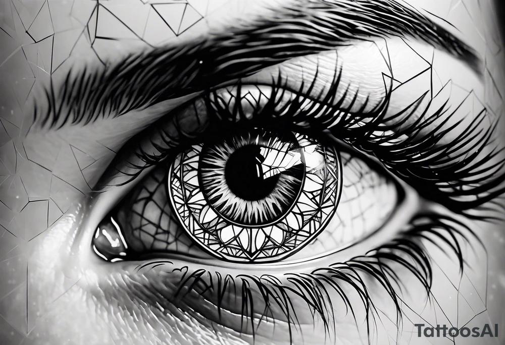 Extremely hyper realistic eye inside geometric shapes that are extremely complex and defy physics tattoo idea Extremely hyper realistic eye inside geometric shapes that are extremely complex and defy physics tattoo idea
