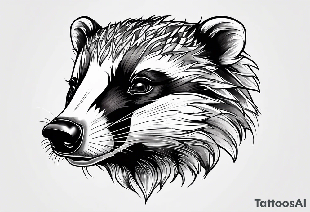 badger mouth open tattoo idea