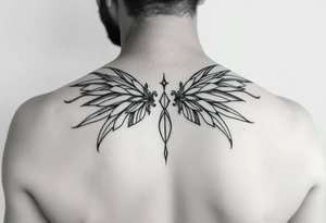 maximalist, cyber sigilism, organic touches, back tattoo, whimsical, witchy, hippie, fairy wing like, maximalistic, very very complex and big, detailed tattoo idea