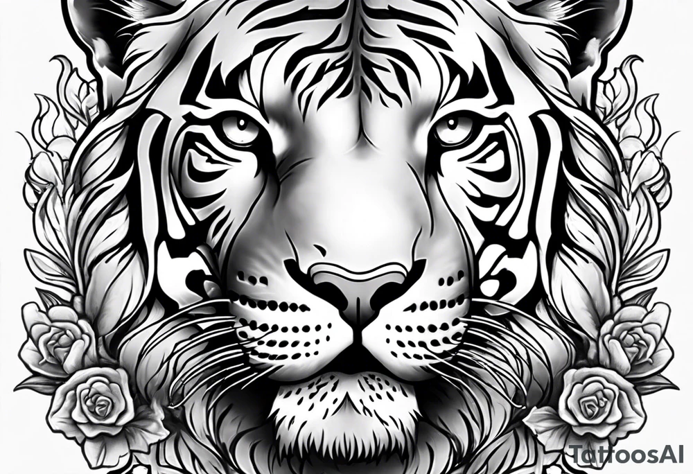 King tiger Hour glass with Brain and heart inside arm sleeve tattoo idea