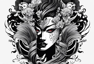 The Japanese say you have three faces. The first face, you show to the world. The second face, you show to your close friends and your family. The third face, you never show anyone.

japanese demon tattoo idea