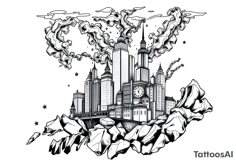 city under water theme tattoo idea