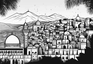 israel city vector vignette tattoo idea