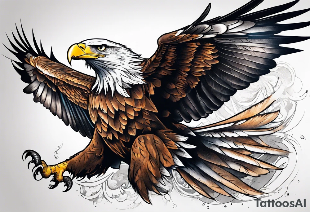 Powerful flying eagle tattoo idea