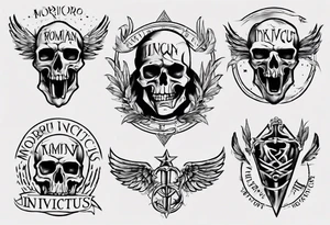 roman font saying "morior invictus" tattoo idea