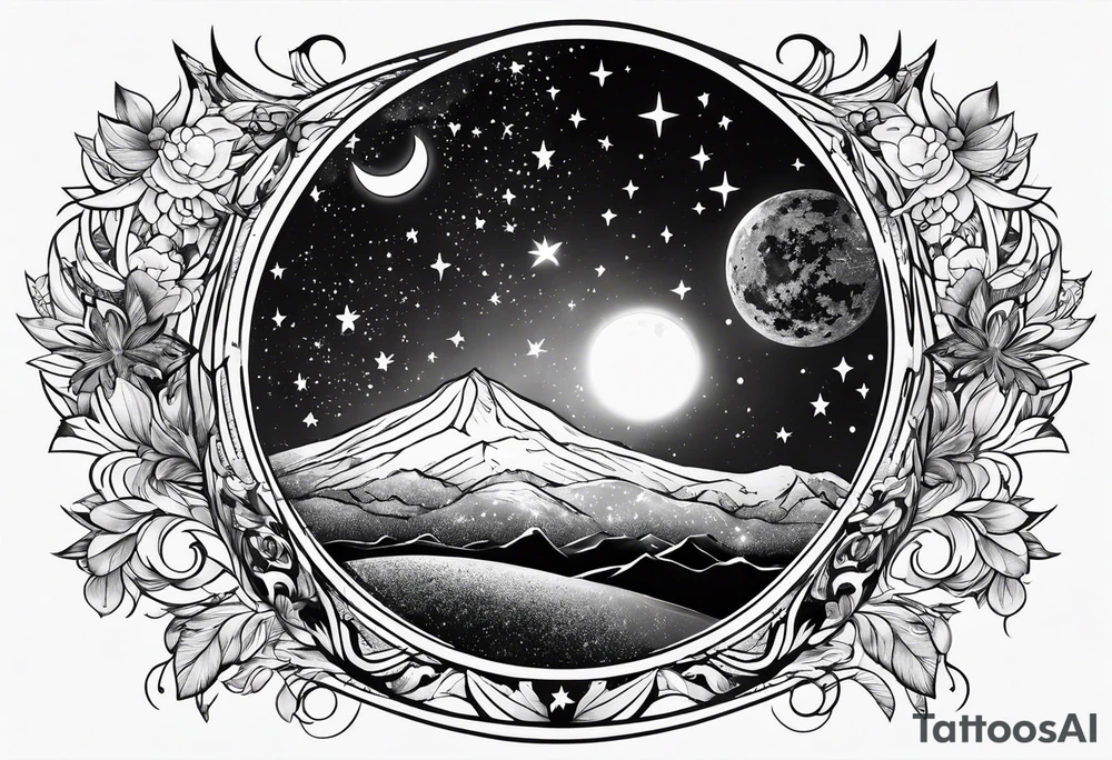 April Galaxy stars moon love tattoo idea
