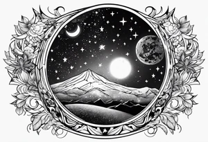 April Galaxy stars moon love tattoo idea