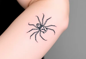 Spider crawling down sideways with the letter Y on the body of the spider tattoo idea