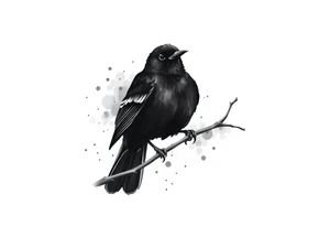 Male European Blackbird on a branch tattoo idea tattoo idea