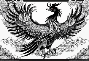 traditional Japanese phoenix white 
background high detail tattoo idea