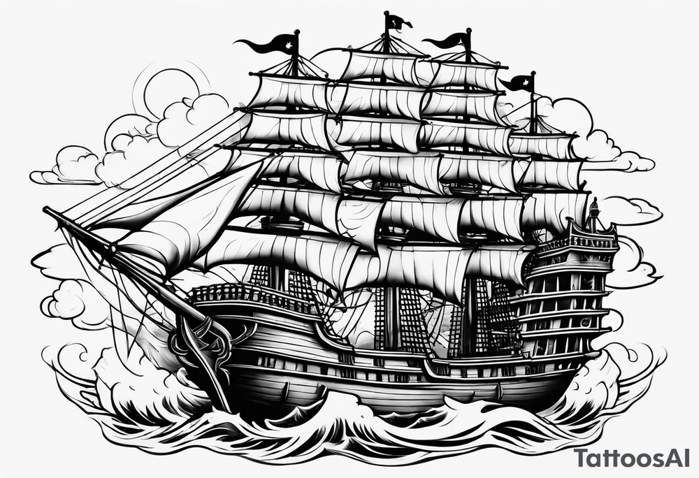 satanic pirateship tattoo idea