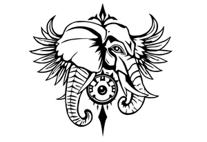 An egyptian strong elephant with a eyeball underneath its body tattoo idea