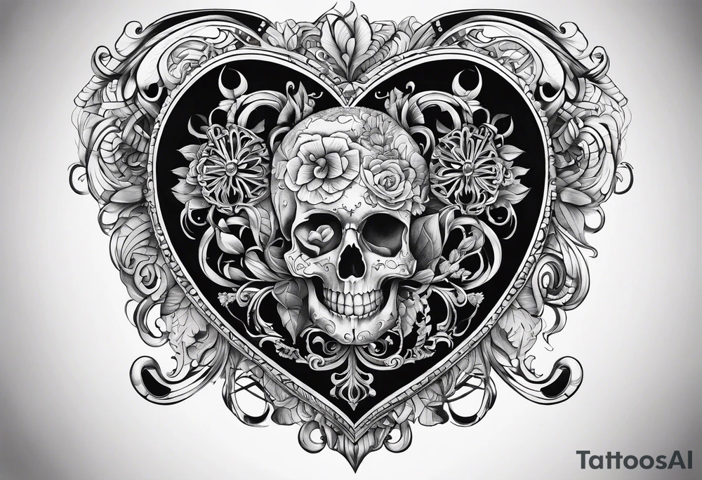 heart shaped antique skeleton key tattoo idea