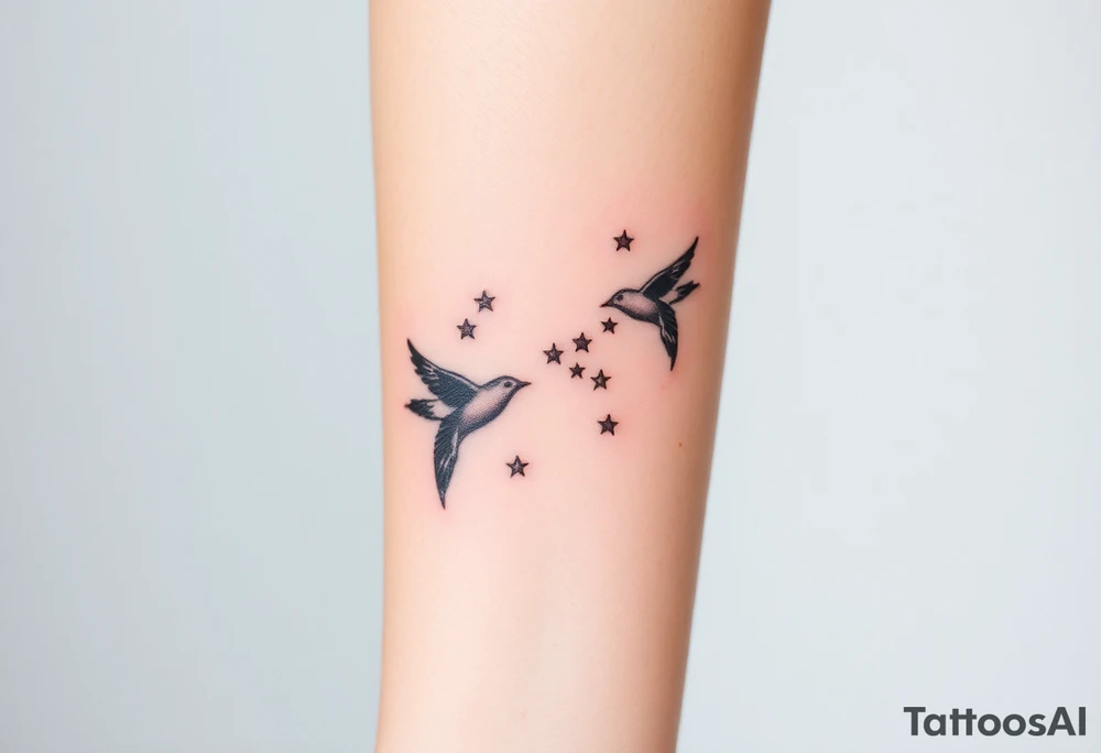 birds flying to the stars tattoo idea