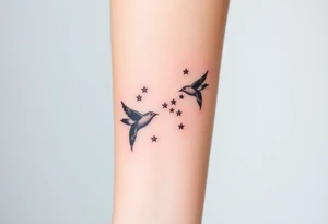 birds flying to the stars tattoo idea
