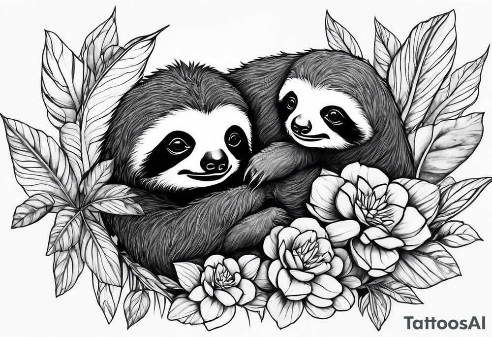 Sloth and babies tattoo idea