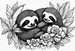 Sloth and babies tattoo idea