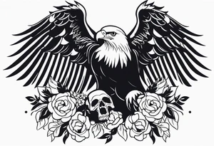 incorporate an eagle, with skull and flowers, can you make it vertical tattoo idea