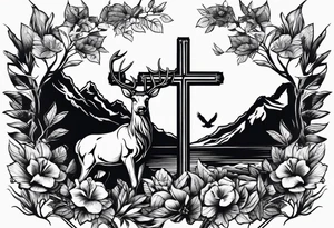 Wildlife theme and background with a Christian cross tattoo idea