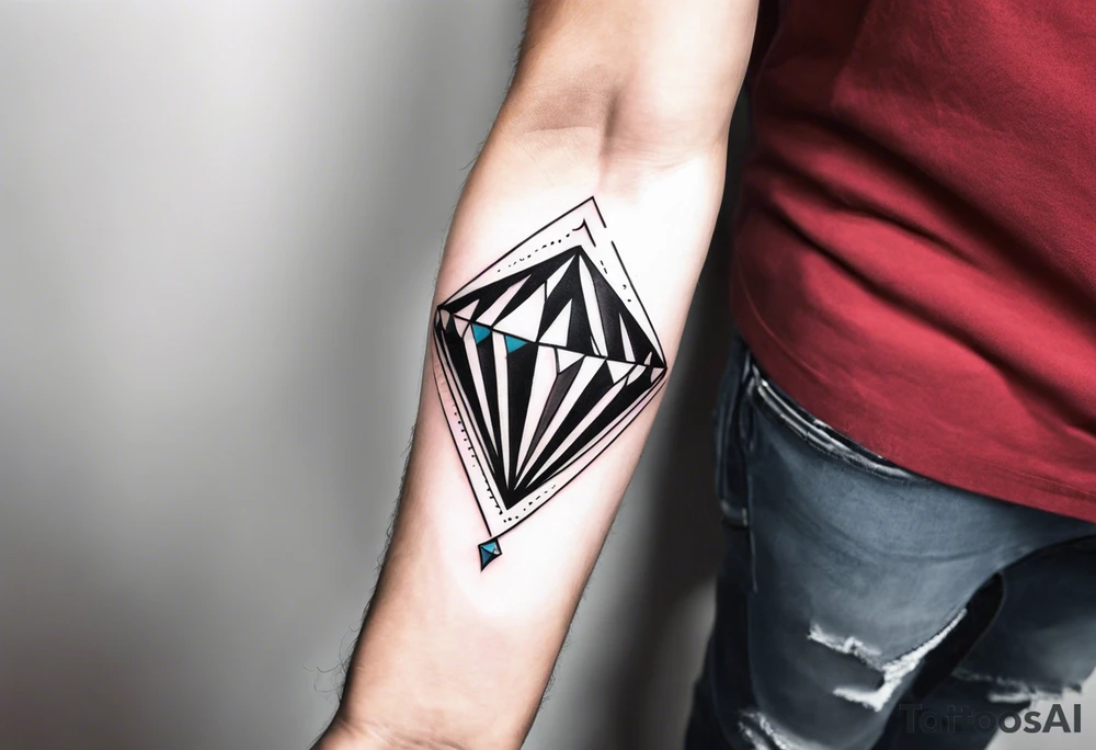 Sleeve on the forearm with a diamond in the middle for men tattoo idea