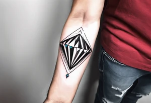 Sleeve on the forearm with a diamond in the middle for men tattoo idea