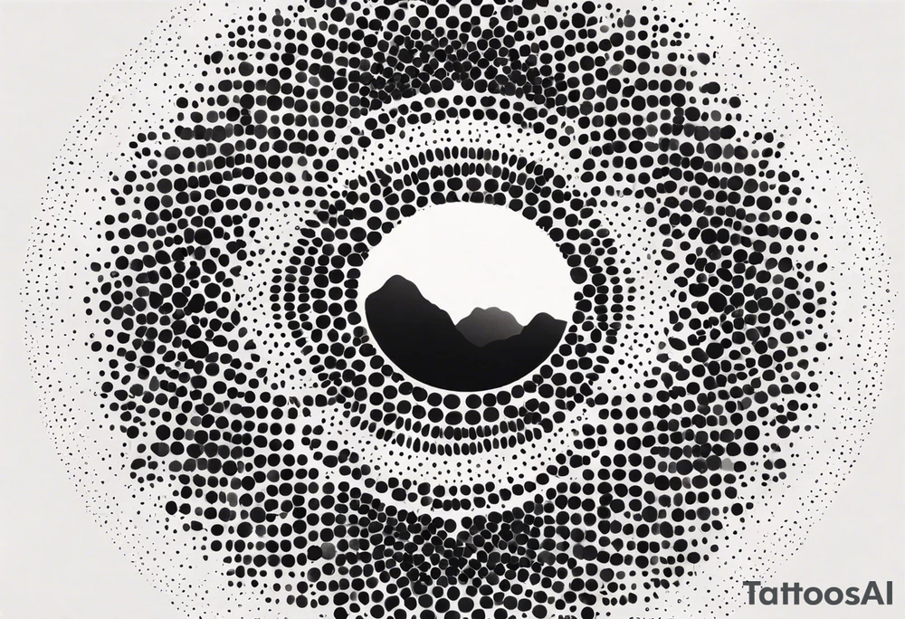 simple sun made of black dots and circles tattoo idea