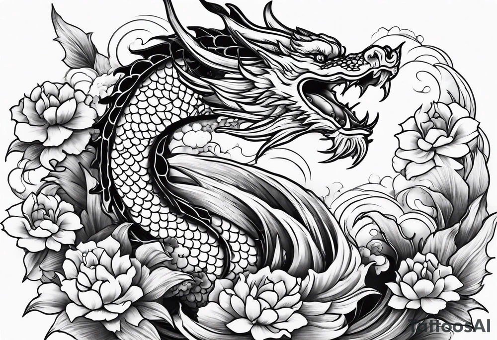 dragon and koi fish tattoo idea