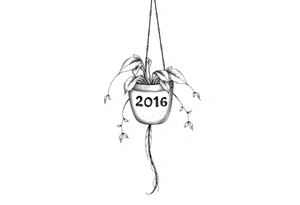 hanging plant with date tattoo idea