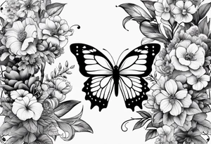 Butterflies with flowers & snake tattoo idea