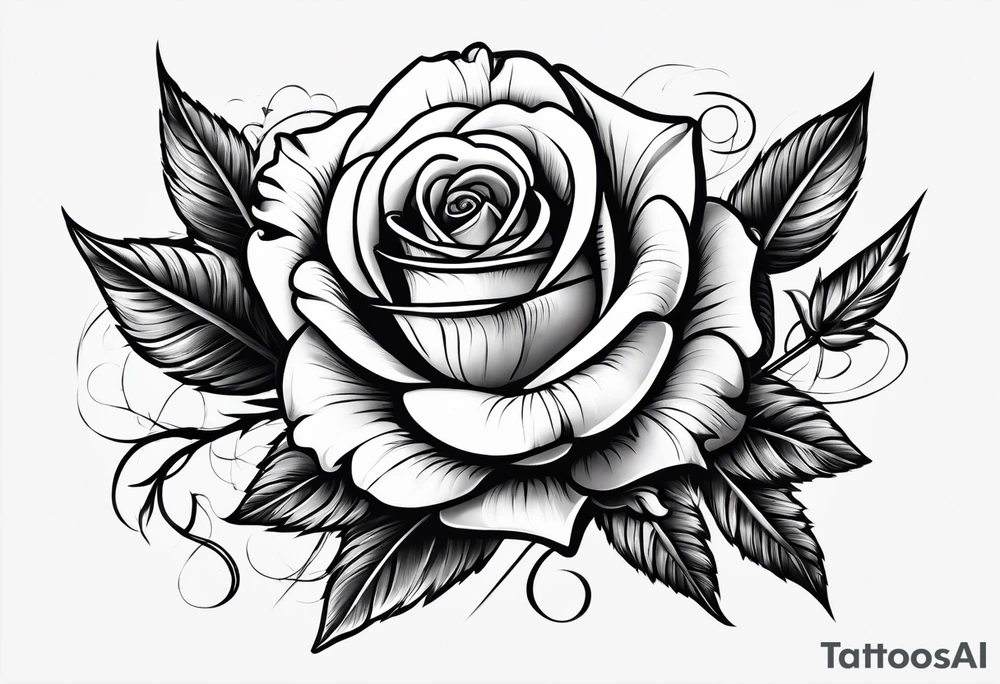 five arrows and a single rose tattoo idea