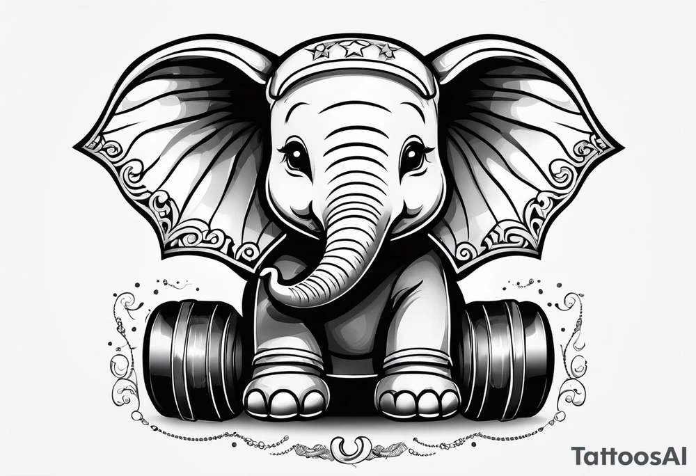 Baby elephant roller derby tattoo idea