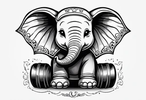 Baby elephant roller derby tattoo idea