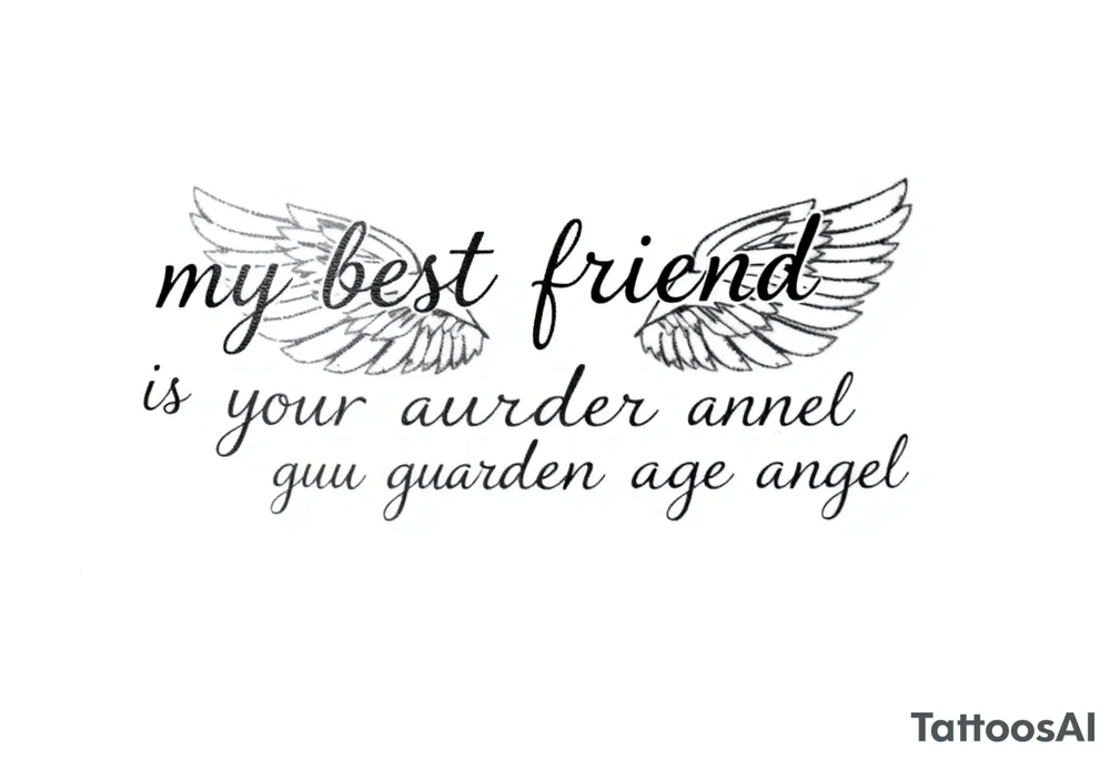 my best friend is my guardian angel with angel wings tattoo idea