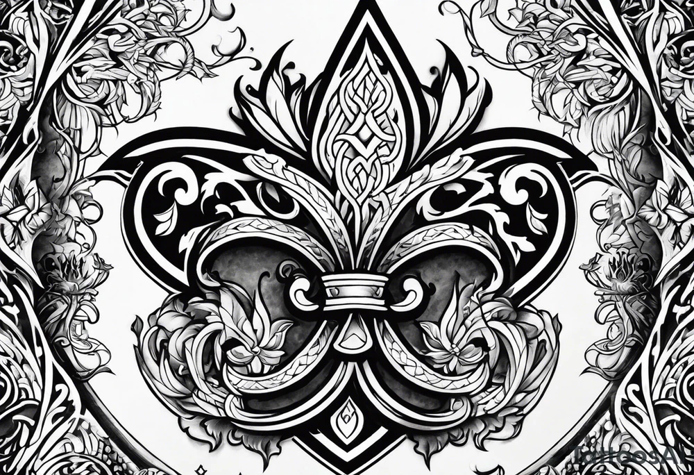 Fleur de lys celtique en flamme tattoo idea