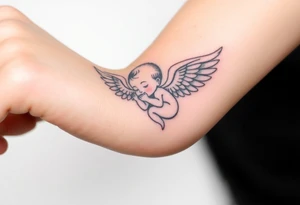 Winged baby, clouds tattoo idea