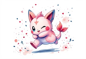 cute chansey giving you a small hug running in your direction tattoo idea