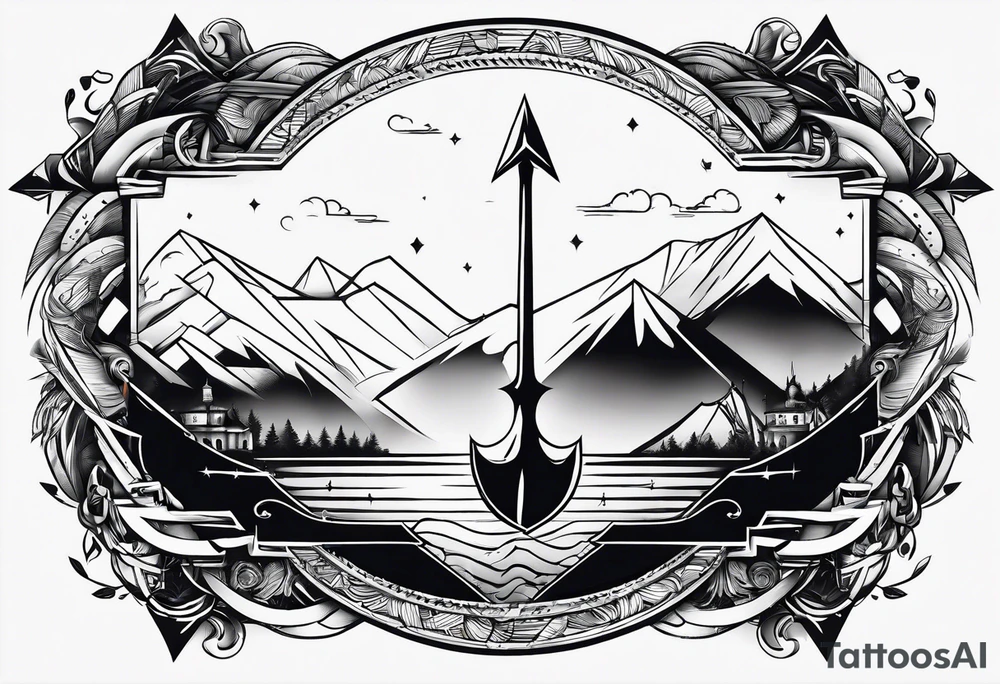 arrow at the bottom with a motivation speech at the top tattoo idea