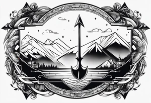 arrow at the bottom with a motivation speech at the top tattoo idea